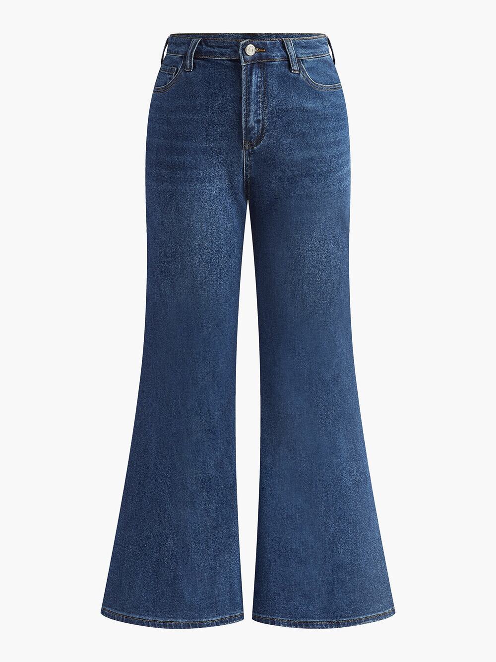 Commense Bell Bottom Boho Hippie Bootcut Cotton Denim Stretch Blue XS